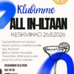 Verkatehdas: Klubin All In tapahtuma 26.8. klo 18.00