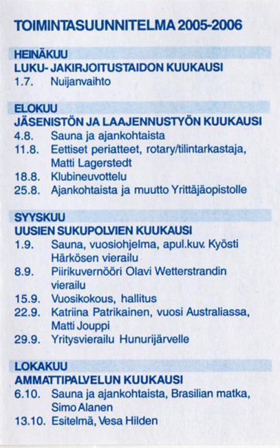 Vuosikalenteri 2005-06 - Kauhavan Rotaryklubi ry